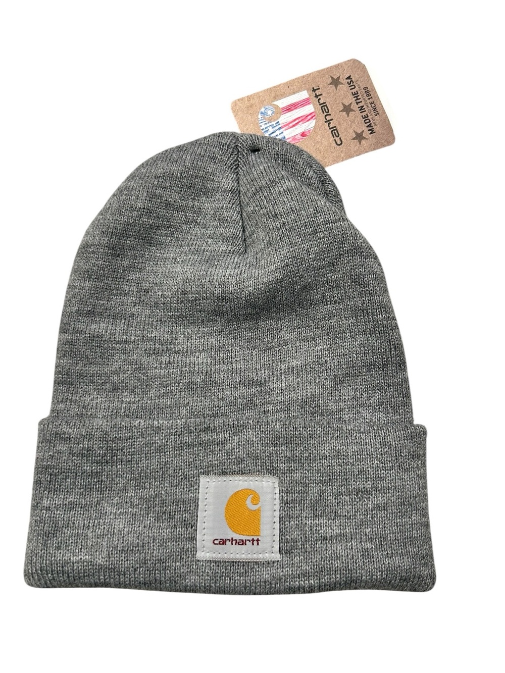Carhartt Gray Knit Beanie NWT One Size Beast Nation Logo Patch Casual